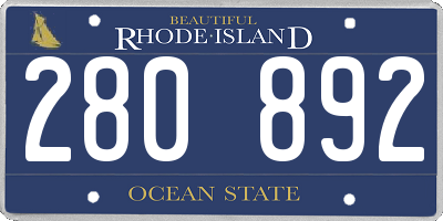 RI license plate 280892