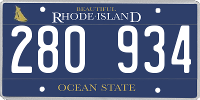 RI license plate 280934
