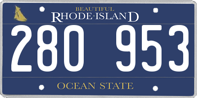 RI license plate 280953