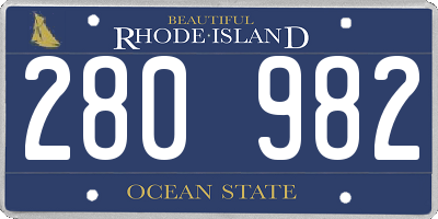 RI license plate 280982
