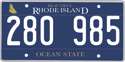 RI license plate 280985