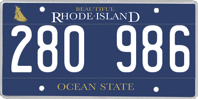 RI license plate 280986