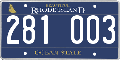 RI license plate 281003