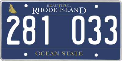 RI license plate 281033