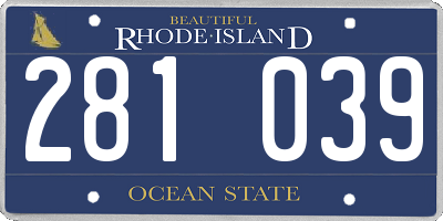RI license plate 281039
