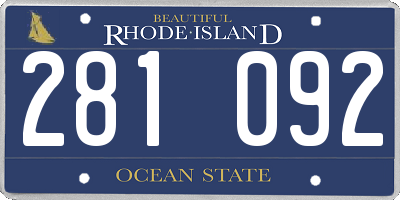 RI license plate 281092