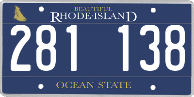 RI license plate 281138