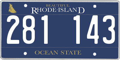 RI license plate 281143