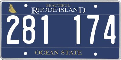 RI license plate 281174
