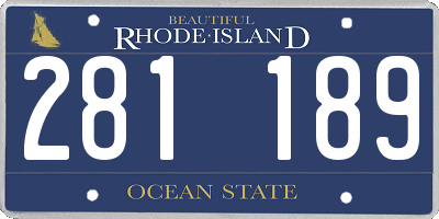 RI license plate 281189