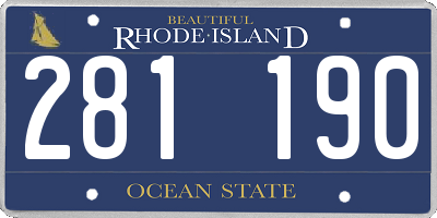 RI license plate 281190