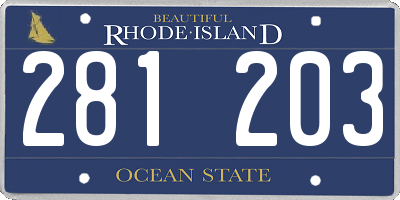 RI license plate 281203