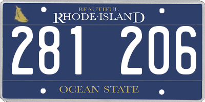 RI license plate 281206