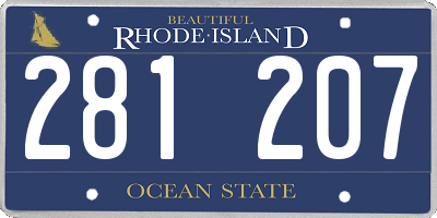 RI license plate 281207
