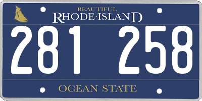 RI license plate 281258