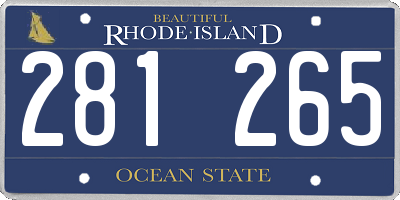RI license plate 281265
