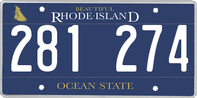 RI license plate 281274