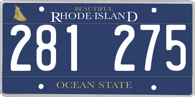 RI license plate 281275