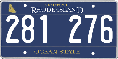 RI license plate 281276