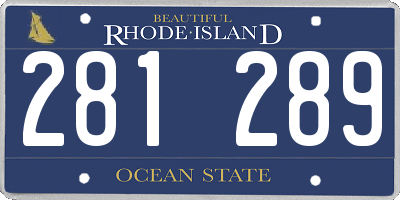 RI license plate 281289