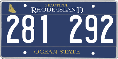 RI license plate 281292