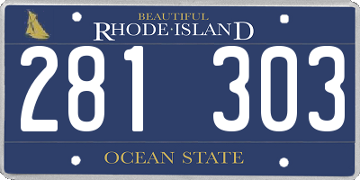 RI license plate 281303