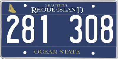 RI license plate 281308