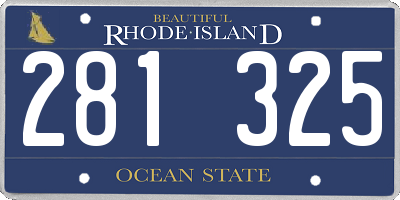 RI license plate 281325