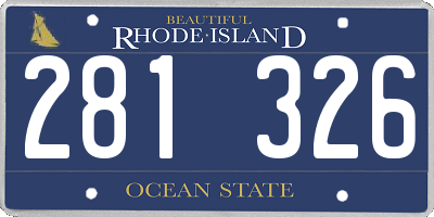 RI license plate 281326