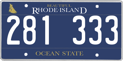 RI license plate 281333