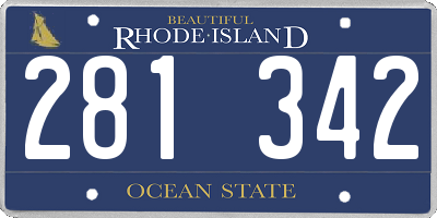 RI license plate 281342