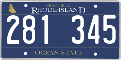 RI license plate 281345
