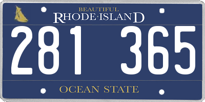 RI license plate 281365