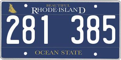 RI license plate 281385