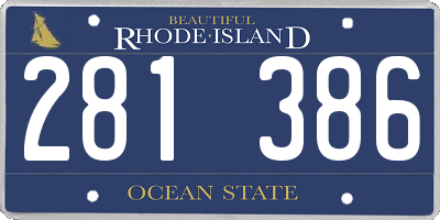 RI license plate 281386