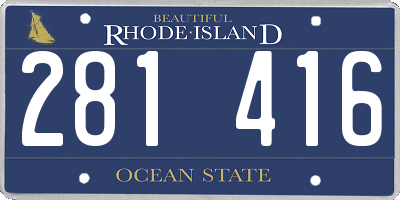 RI license plate 281416