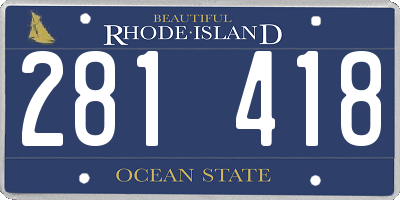 RI license plate 281418