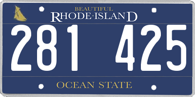 RI license plate 281425