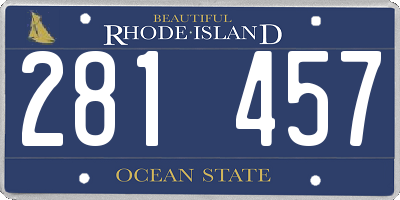 RI license plate 281457
