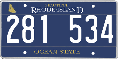 RI license plate 281534