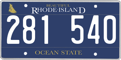 RI license plate 281540
