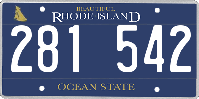 RI license plate 281542