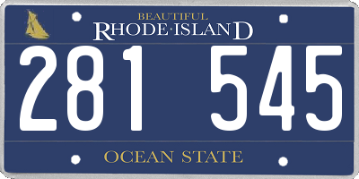 RI license plate 281545
