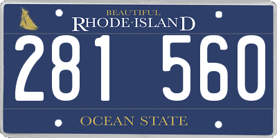 RI license plate 281560