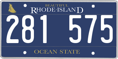 RI license plate 281575