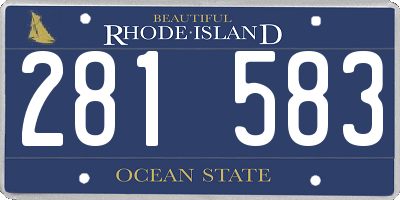 RI license plate 281583