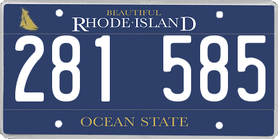 RI license plate 281585