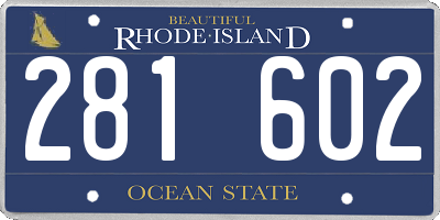 RI license plate 281602