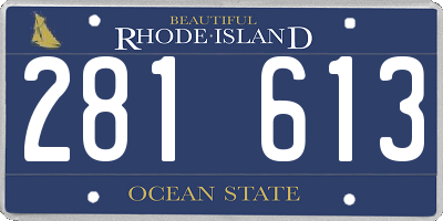 RI license plate 281613