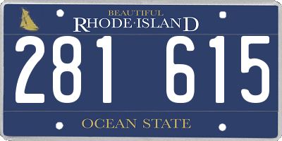 RI license plate 281615